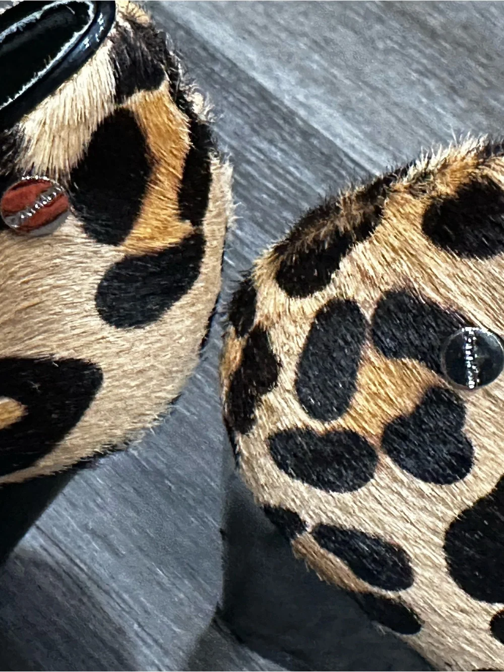 Calvin Klein Leopard Print Wedge Pumps - Black & Tan Size 6.5 real calfskin